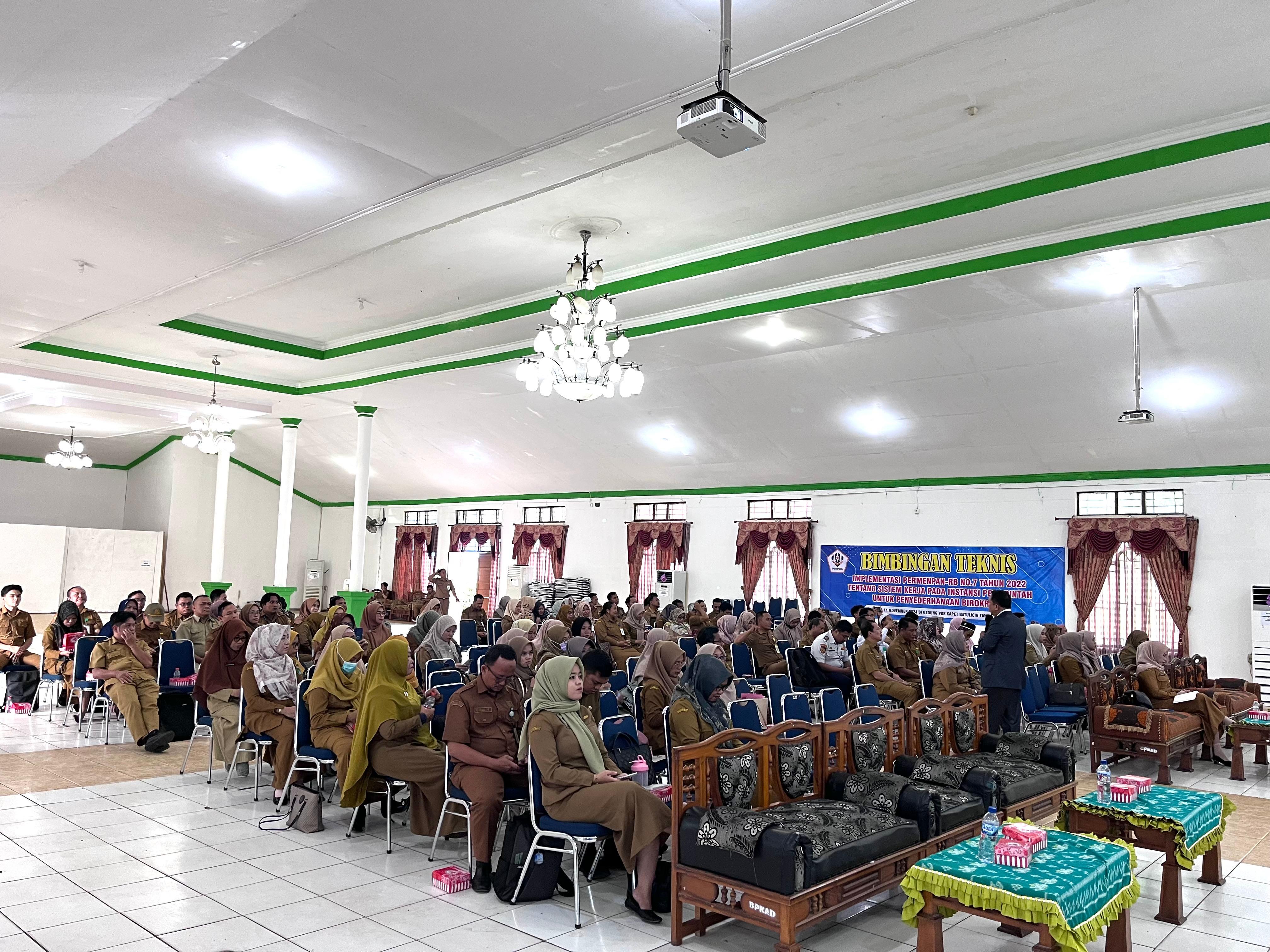 Bimbingan Teknis Implementasi Permenpan-RB No.7 Tahun 2022 Tentang Sistem Kerja Pada Instansi Pemerintah Untuk Penyederhanaan Birokrasi